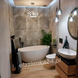 Wanna wolnostojąca Besco Gloria aranżacja w nowoczesnej łazience
