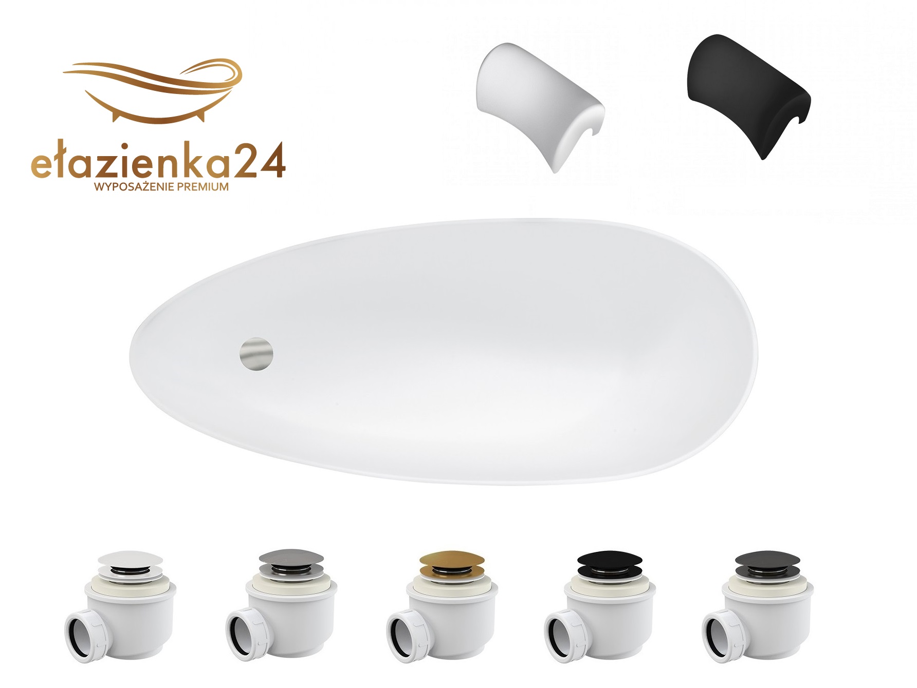 Besco Keya Black&White 165 x 70 + klik klak chrom - obrazek 5