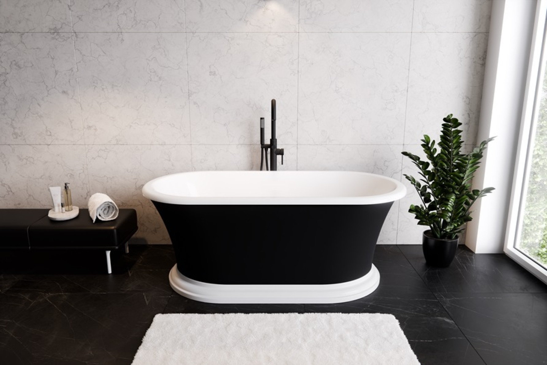 Besco Ziva 160 x 75 + klik-klak z przelewem szczelinowym slim chrom