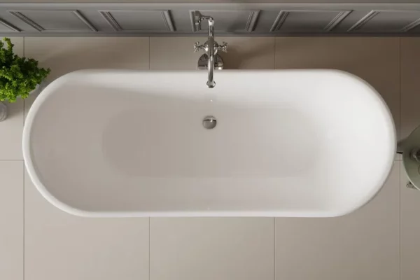 Elegancka wanna akrylowa Besco Amelia w stylu retro rzut z góry