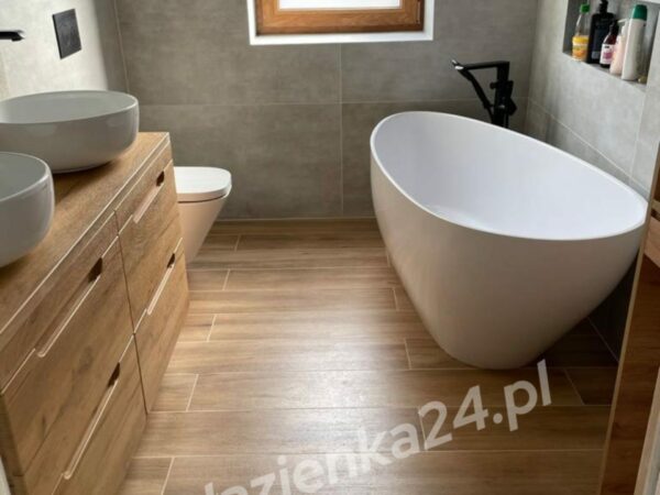 Wanna Wolnostojąca Besco Goya Wanna wolnostojąca Besco Goya 160x70 w nowoczesnej łazience – realizacja u klienta w Dąbrowie Górniczej.