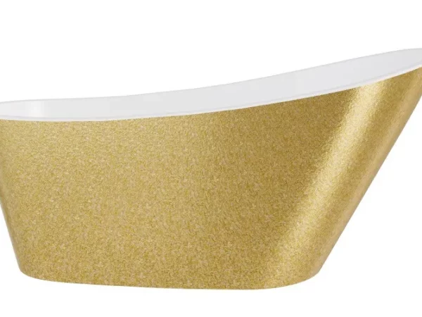 Złota akrylowa wanna wolnostojąca Besco Melody Glam 150x80 i 170x80