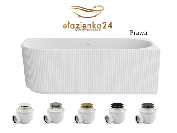 Besco Denaya Wanna wolnostojąca przyścienna narożna ryflowana Besco Denaya prawa ełazienka24