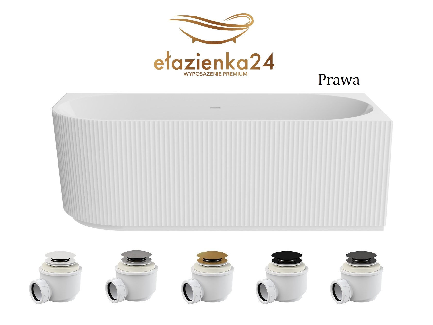 Besco Denaya Wanna wolnostojąca przyścienna narożna ryflowana Besco Denaya prawa ełazienka24