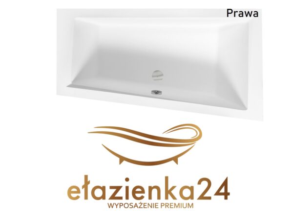 Wanna asymetryczna Besco Intima prawa biała – grafika produktowa z logo ełazienka24.