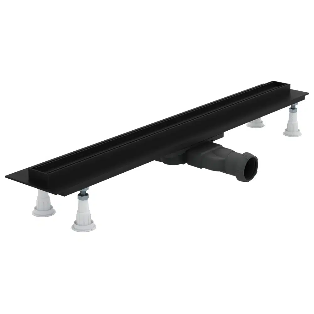Schedline Line Black Czarny matowy odpływ liniowy podłogowy Schedline Slight Line Black z rynną maskownicy do wklejenia gresu ze sklepu ełazienka24.