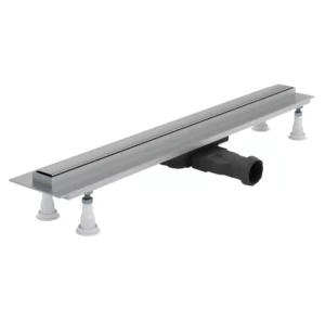 Schedline Line Steel Wąski odpływ liniowy Schedline Slight Line Steel w kolorze srebrnym z pełną maskownicą z aluminium anodowanego – oferta ełazienka24.