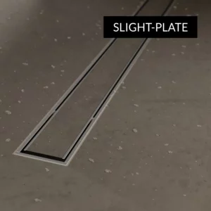 Schedline Slim Plate Zbliżenie na szczelinowy odpływ liniowy Schedline Slim w wersji pod wklejenie płytki gresowej