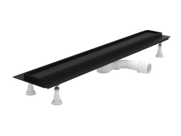 Czarny odpływ liniowy Schedpol Regular Line Black pod wklejenie płytki gresowej