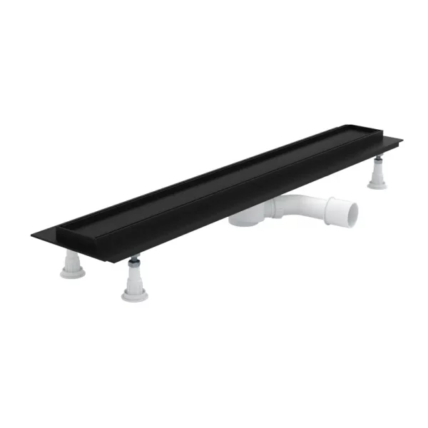 Czarny odpływ liniowy Schedpol Regular Line Black pod wklejenie płytki gresowej