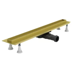 Złoty odpływ liniowy z aluminium anodowanego Schedline Slight Line Gold z maskownicą do wypełnienia płytką łazienkową od ełazienka24.