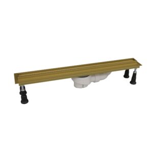 Ultra wąski złoty odpływ liniowy Schedline Slim Gold dedykowany pod wklejenie płytki ceramicznej