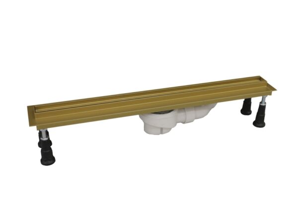 Ultra wąski złoty odpływ liniowy Schedline Slim Gold dedykowany pod wklejenie płytki ceramicznej