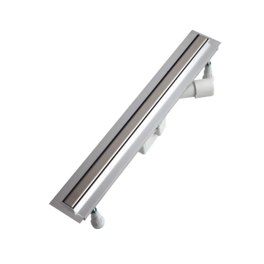 Schedline Slim Steel Minimalistyczny odpływ liniowy Schedline Slim z pełnym gładkim rusztem ze stali szczotkowanej