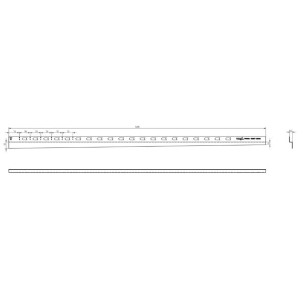 Rysunek techniczny prawej przyściennej listwy spadkowej VOGI 120 cm 150 cm ze stali nierdzewnej