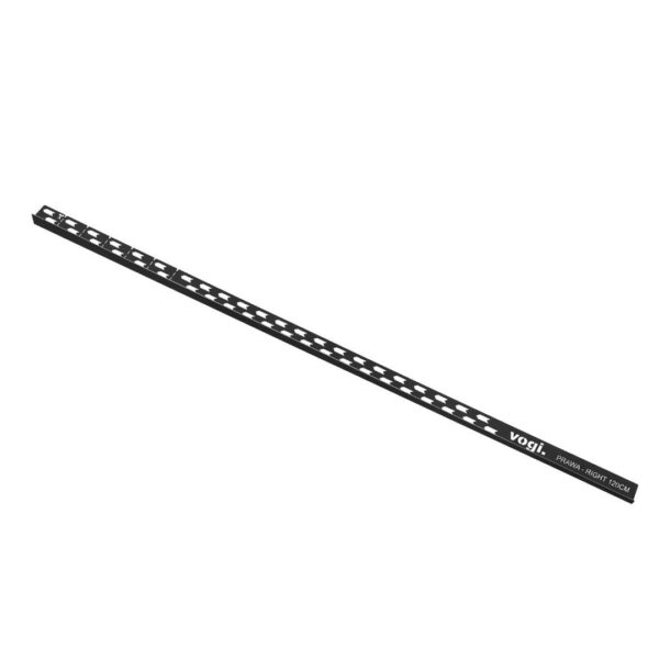 Prawa czarna listwa spadkowa pod szybę VOGI 120 cm 150 cm matowa na białym tle
