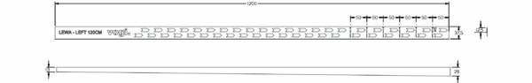 Rysunek techniczny stalowej listwy spadkowej Vogi lewa 120 cm