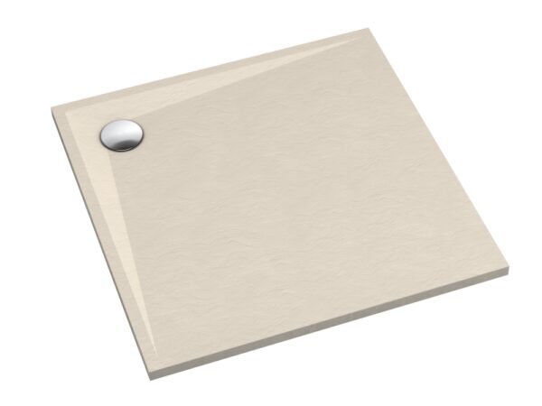 Kwadratowy brodzik kompozytowy Schedline Libra cashmere stone struktura na białym tle.