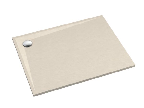 Prostokątny brodzik kompozytowy Schedline Libra cashmere stone struktura na białym tle.
