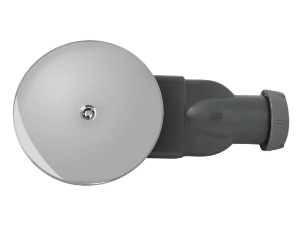 Suchy syfon brodzikowy Schedline Wirquin Slim+ 90mm SDB90WCS z czarnym i srebrnym grzybkiem