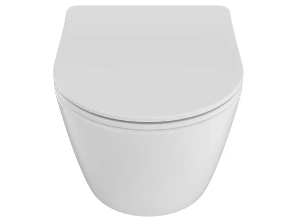 Nowoczesna wisząca miska WC Besco Aspen White pokazana od przodu na białym tle.